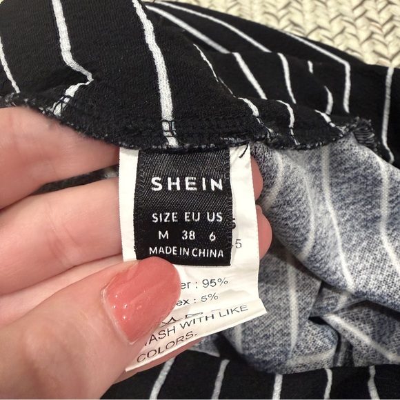 SHEIN Black and White Stripped High Waisted Leggings - Picture 3 of 8